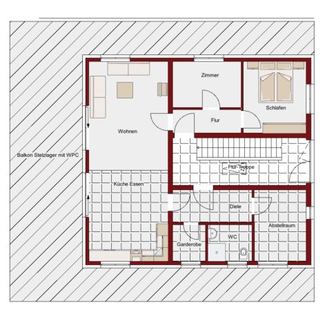 das Penthouse im 2. OG